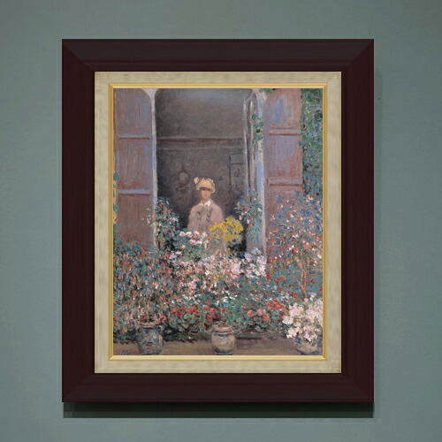 【油絵 直筆仕上げ】クロード・モネ 窓辺のカミーユ・モネ F6 【額入り】 絵画 販売 6号 油彩 風景画 556×465mm 複製画 送料無料 プレゼント ギフト 開店祝い 開業祝い 退職祝い 新築祝い リビング 玄関 モダン アートフレーム 壁掛け|絵画販売アートレスト