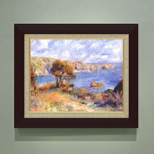 【油絵 直筆仕上げ】ルノワール ガーンジーの風景 F6 【額入り】 絵画 販売 6号 油彩 風景画 556×465mm 複製画 送料無料 プレゼント ギフト 開店祝い 開業祝い 退職祝い 新築祝い リビング 玄関 モダン アートフレーム 壁掛け|絵画販売アートレスト