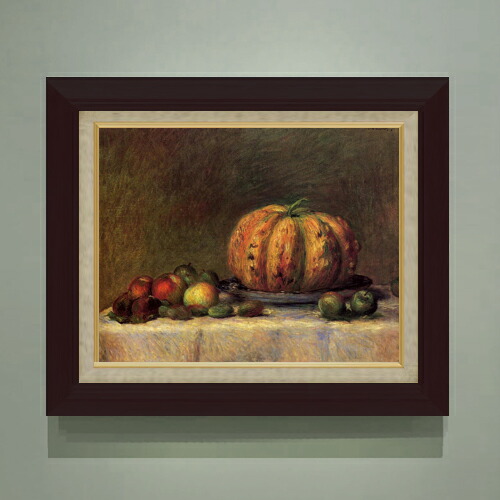 【油絵 直筆仕上げ】ルノワール フルーツの静物画 F6 【額入り】 絵画 販売 6号 油彩 静物画 556×465mm 複製画 送料無料 プレゼント ギフト 開店祝い 開業祝い 退職祝い 新築祝い リビング 玄関 モダン アートフレーム 壁掛け
