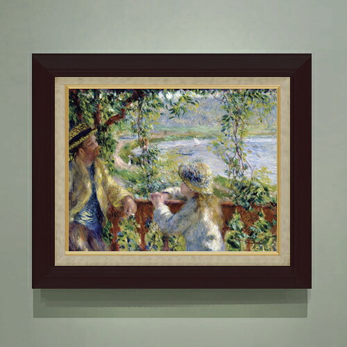 【油絵 直筆仕上げ】ルノワール 水辺にて F6 【額入り】 絵画 販売 6号 油彩 風景画 556×465mm 複製画 送料無料 プレゼント ギフト 開店祝い 開業祝い 退職祝い 新築祝い リビング 玄関 モダン アートフレーム 壁掛け