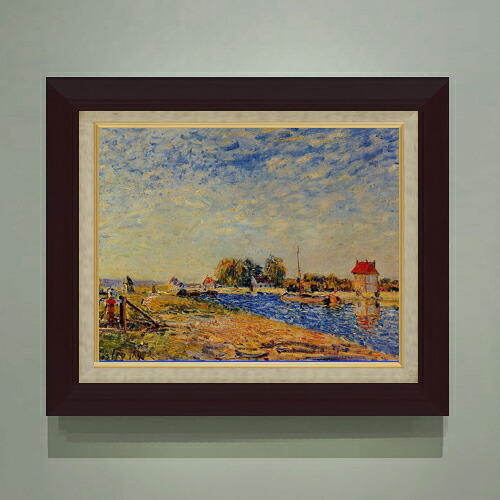 【油絵 直筆仕上げ】シスレー セーヌ・エ・マルヌの朝日 F6 【額入り】 絵画 販売 6号 油彩 風景画 556×465mm 複製画 送料無料 プレゼント ギフト 開店祝い 開業祝い 退職祝い 新築祝い リビング 玄関 モダン アートフレーム 壁掛け