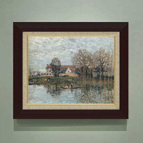 【油絵 直筆仕上げ】シスレー ポールマルリの風景 F6 【額入り】 絵画 販売 6号 油彩 風景画 556&times;465mm 複製画 送料無料 プレゼント ギフト 開店祝い 開業祝い 退職祝い 新築祝い リビング 玄関 モダン アートフレーム 壁掛け｜絵画販売アートレスト 21,456円
