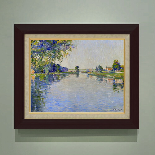 【油絵 直筆仕上げ】カイユボット セーヌ川の景色 F6 【額入り】 絵画 販売 6号 油彩 風景画 556&times;465mm 複製画 送料無料 プレゼント ギフト 開店祝い 開業祝い 退職祝い 新築祝い リビング 玄関 モダン アートフレーム 壁掛け｜絵画販売アートレスト 22,350円