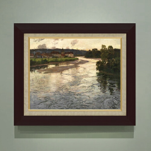【油絵 直筆仕上げ】フリット・タヴロー ドルドーニュ川 F6 【額入り】 絵画 販売 6号 油彩 風景画 556×465mm 複製画 送料無料 プレゼント ギフト 開店祝い 開業祝い 退職祝い 新築祝い リビング 玄関 モダン アートフレーム 壁掛け