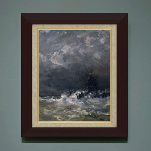 【油絵 直筆仕上げ】メスダフ Lighthouse in Breaking Waves F6 【額入り】 絵画 販売 6号 油彩 抽象画 556×465mm 複製画 送料無料 プレゼント ギフト 開店祝い 開業祝い 退職祝い 新築祝い リビング 玄関 モダン アートフレーム 壁掛け|絵画販売アートレスト