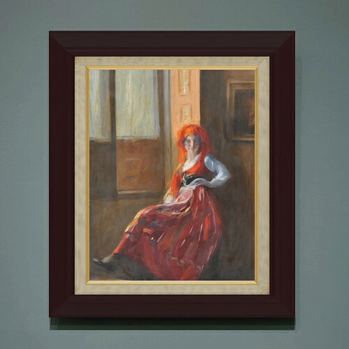 【油絵 直筆仕上げ】カルネイロ Young Lady from Minho F6 【額入り】 絵画 販売 6号 油彩 人物画 556&times;465mm 複製画 送料無料 プレゼント ギフト 開店祝い 開業祝い 退職祝い 新築祝い リビング 玄関 モダン アートフレーム 壁掛け｜絵画販売アートレスト