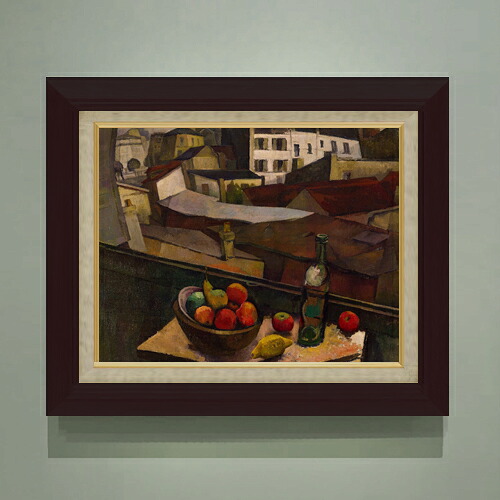 【油絵 直筆仕上げ】ディエゴ・リベラ Knife and Fruit in Front of the Window F6 【額入り】 絵画 販売 6号 油彩 風景画 556×465mm 複製画 送料無料 プレゼント ギフト 開店祝い 開業祝い 退職祝い 新築祝い リビング 玄関 モダン アートフレーム 壁掛け
