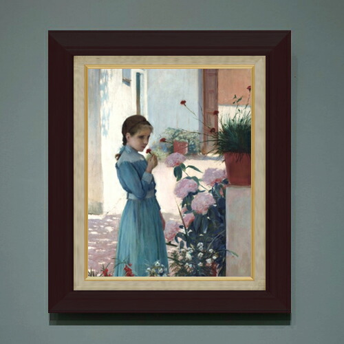 【油絵 直筆仕上げ】ルシニョール The girl with carnation F6 【額入り】 絵画 販売 6号 油彩 人物画 556×465mm 複製画 送料無料 プレゼント ギフト 開店祝い 開業祝い 退職祝い 新築祝い リビング 玄関 モダン アートフレーム 壁掛け