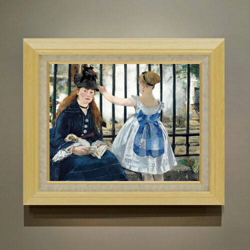 【油絵 直筆仕上げ】マネ 鉄道 F6 【額入り】 絵画 販売 6号 油彩 人物画 556×465mm 複製画 送料無料 プレゼント ギフト 開店祝い 開業祝い 退職祝い 新築祝い リビング 玄関 モダン アートフレーム 壁掛け