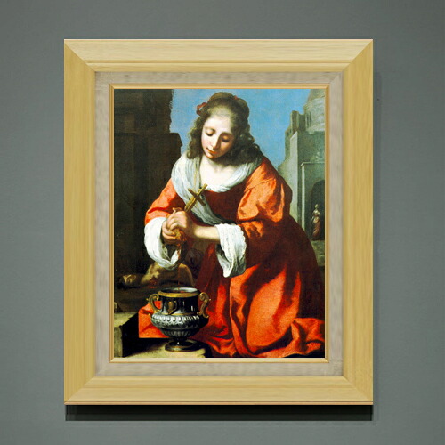 【油絵 直筆仕上げ】フェルメール Saint Praxidis F6 【額入り】 絵画 販売 6号 油彩 人物画 556×465mm 複製画 送料無料 プレゼント ギフト 開店祝い 開業祝い 退職祝い 新築祝い リビング 玄関 モダン アートフレーム 壁掛け|絵画販売アートレスト