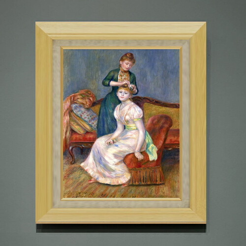 【油絵 直筆仕上げ】ルノワール 髪かざり F6 【額入り】 絵画 販売 6号 油彩 人物画 556×465mm 複製画 送料無料 プレゼント ギフト 開店祝い 開業祝い 退職祝い 新築祝い リビング 玄関 モダン アートフレーム 壁掛け