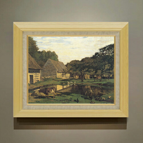 【油絵 直筆仕上げ】クロード・モネ ノルマンディーの農家の庭 F6 【額入り】 絵画 販売 6号 油彩 風景画 556×465mm 複製画 送料無料 プレゼント ギフト 開店祝い 開業祝い 退職祝い 新築祝い リビング 玄関 モダン アートフレーム 壁掛け|絵画販売アートレスト