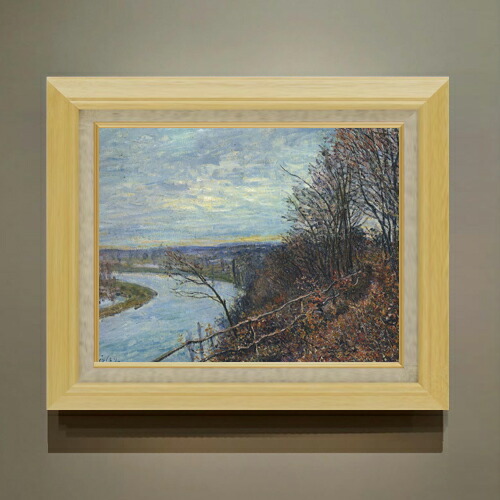 【油絵 直筆仕上げ】シスレー １１月の午後 F6 【額入り】 絵画 販売 6号 油彩 風景画 556×465mm 複製画 送料無料 プレゼント ギフト 開店祝い 開業祝い 退職祝い 新築祝い リビング 玄関 モダン アートフレーム 壁掛け