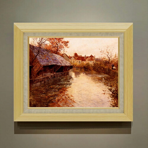 【油絵 直筆仕上げ】カイユボット A Morning River Scene F6 【額入り】 絵画 販売 6号 油彩 風景画 556×465mm 複製画 送料無料 プレゼント ギフト 開店祝い 開業祝い 退職祝い 新築祝い リビング 玄関 モダン アートフレーム 壁掛け