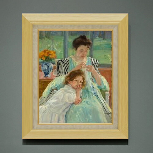 【油絵 直筆仕上げ】メアリー・カサット Young Mother Sewing F6 【額入り】 絵画 販売 6号 油彩 人物画 556×465mm 複製画 送料無料 プレゼント ギフト 開店祝い 開業祝い 退職祝い 新築祝い リビング 玄関 モダン アートフレーム 壁掛け