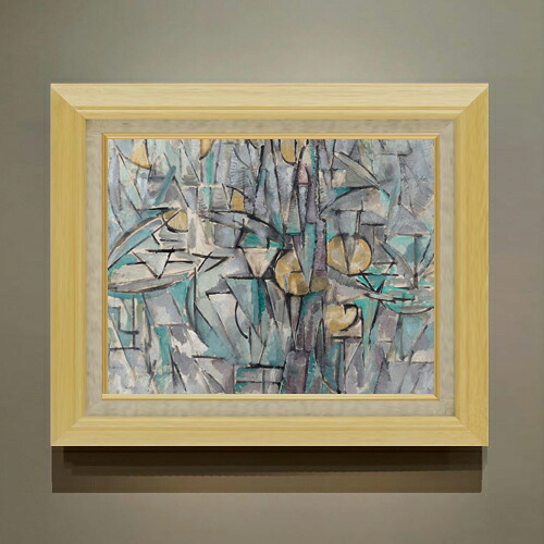 【油絵 直筆仕上げ】ピート・モンドリアン Composition X F6 【額入り】 絵画 販売 6号 油彩 抽象画 556×465mm 複製画 送料無料 プレゼント ギフト 開店祝い 開業祝い 退職祝い 新築祝い リビング 玄関 モダン アートフレーム 壁掛け|絵画販売アートレスト