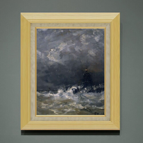 【油絵 直筆仕上げ】メスダフ Lighthouse in Breaking Waves F6 【額入り】 絵画 販売 6号 油彩 抽象画 556×465mm 複製画 送料無料 プレゼント ギフト 開店祝い 開業祝い 退職祝い 新築祝い リビング 玄関 モダン アートフレーム 壁掛け