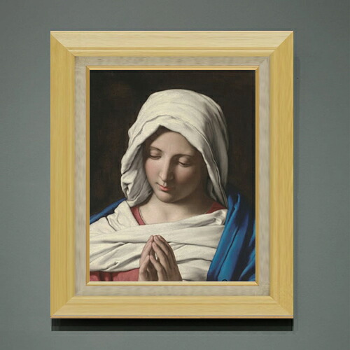 【油絵 直筆仕上げ】サルヴィ Madonna in prayer F6 【額入り】 絵画 販売 6号 油彩 人物画 556&times;465mm 複製画 送料無料 プレゼント ギフト 開店祝い 開業祝い 退職祝い 新築祝い リビング 玄関 モダン アートフレーム 壁掛け｜絵画販売アートレスト
