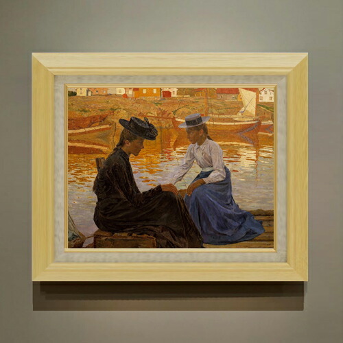 【油絵 直筆仕上げ】ウィルヘルムセン The BayCarl F6 【額入り】 絵画 販売 6号 油彩 風景画 556×465mm 複製画 送料無料 プレゼント ギフト 開店祝い 開業祝い 退職祝い 新築祝い リビング 玄関 モダン アートフレーム 壁掛け