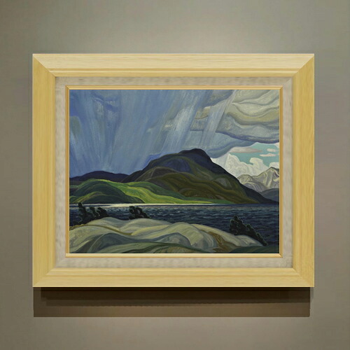 【油絵 直筆仕上げ】カーマイケル Lake Wabagishik F6 【額入り】 絵画 販売 6号 油彩 風景画 556×465mm 複製画 送料無料 プレゼント ギフト 開店祝い 開業祝い 退職祝い 新築祝い リビング 玄関 モダン アートフレーム 壁掛け|絵画販売アートレスト