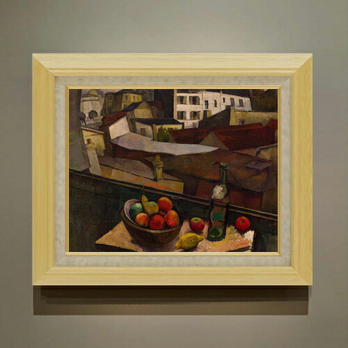 【油絵 直筆仕上げ】ディエゴ・リベラ Knife and Fruit in Front of the Window F6 【額入り】 絵画 販売 6号 油彩 風景画 556×465mm 複製画 送料無料 プレゼント ギフト 開店祝い 開業祝い 退職祝い 新築祝い リビング 玄関 モダン アートフレーム 壁掛け|絵画販売アートレスト
