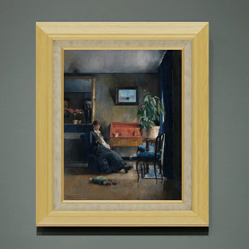 【油絵 直筆仕上げ】ハリエット・バッカー Blue Interior F6 【額入り】 絵画 販売 6号 油彩 抽象画 556&times;465mm 複製画 送料無料 プレゼント ギフト 開店祝い 開業祝い 退職祝い 新築祝い リビング 玄関 モダン アートフレーム 壁掛け｜絵画販売アートレスト