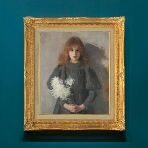 【油絵 直筆仕上げ】ボズナンスカ Girl with Chrysanthemums F8 【額入り】 絵画 販売 8号 油彩 人物画 596×522mm 複製画 送料無料 プレゼント ギフト 開店祝い 開業祝い 退職祝い 新築祝い リビング 玄関 モダン アートフレーム 壁掛け 27,335円