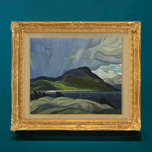 【油絵 直筆仕上げ】カーマイケル Lake Wabagishik F8 【額入り】 絵画 販売 8号 油彩 風景画 596×522mm 複製画 送料無料 プレゼント ギフト 開店祝い 開業祝い 退職祝い 新築祝い リビング 玄関 モダン アートフレーム 壁掛け
