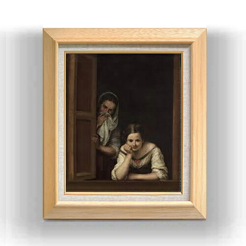 【油絵 直筆仕上げ】ムリーリョ Two Women at a Window F8 【額入り】 絵画 販売 8号 油彩 風景画 600×526mm 複製画 送料無料 プレゼント ギフト 開店祝い 開業祝い 退職祝い 新築祝い リビング 玄関 モダン アートフレーム 壁掛け