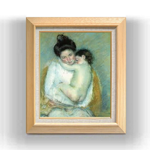 【油絵 直筆仕上げ】メアリーカサット 母と子 F8 【額入り】 絵画 販売 8号 油彩 風景画 600×526mm 複製画 送料無料 プレゼント ギフト 開店祝い 開業祝い 退職祝い 新築祝い リビング 玄関 モダン アートフレーム 壁掛け