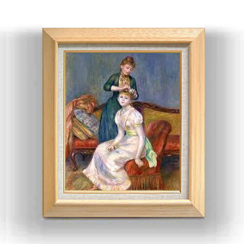 【油絵 直筆仕上げ】ルノワール 髪かざり F8 【額入り】 絵画 販売 8号 油彩 風景画 600×526mm 複製画 送料無料 プレゼント ギフト 開店祝い 開業祝い 退職祝い 新築祝い リビング 玄関 モダン アートフレーム 壁掛け