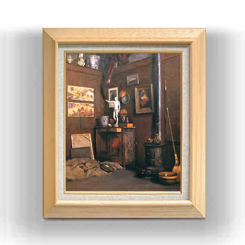 【油絵 直筆仕上げ】カイユボット アトリエのインテリア F8 【額入り】 絵画 販売 8号 油彩 風景画 600×526mm 複製画 送料無料 プレゼント ギフト 開店祝い 開業祝い 退職祝い 新築祝い リビング 玄関 モダン アートフレーム 壁掛け