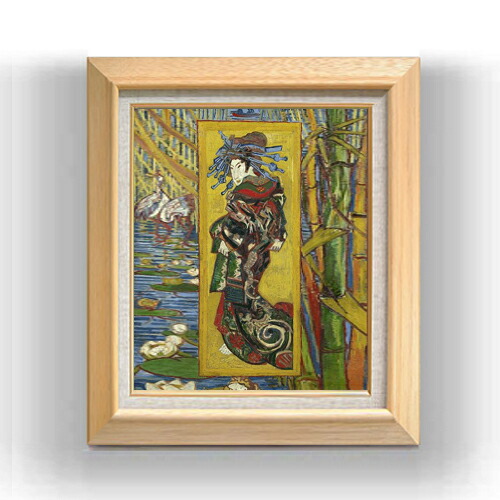 【油絵 直筆仕上げ】ゴッホ ジャポネズリー：花魁 F8 【額入り】 絵画 販売 8号 油彩 風景画 600×526mm 複製画 送料無料 プレゼント ギフト 開店祝い 開業祝い 退職祝い 新築祝い リビング 玄関 モダン アートフレーム 壁掛け 27,720円