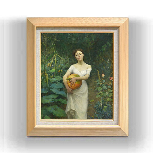 【油絵 直筆仕上げ】ファウストゾナロ Young Girl Carrying a Pumpkin F8 【額入り】 絵画 販売 8号 油彩 人物画 600×526mm 複製画 送料無料 プレゼント ギフト 開店祝い 開業祝い 退職祝い 新築祝い リビング 玄関 モダン アートフレーム 壁掛け
