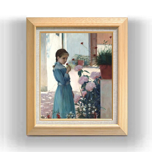 【油絵 直筆仕上げ】ルシニョール The girl with carnation F8 【額入り】 絵画 販売 8号 油彩 人物画 600×526mm 複製画 送料無料 プレゼント ギフト 開店祝い 開業祝い 退職祝い 新築祝い リビング 玄関 モダン アートフレーム 壁掛け