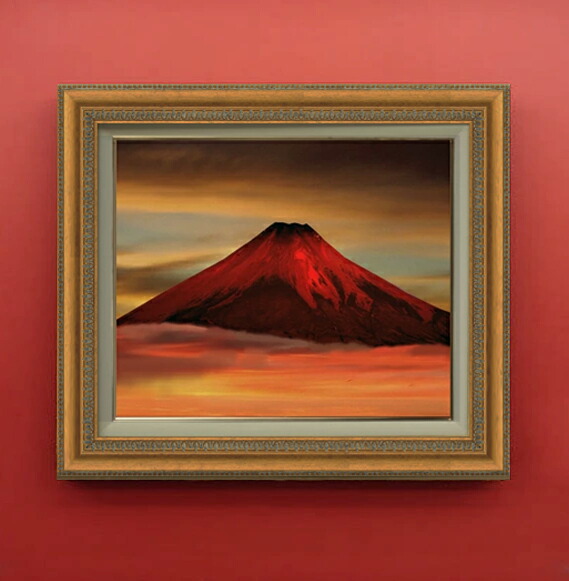 額 油彩 富士 作者不詳 古い油彩 古い額 戦前　額寸縦35㎝横41.5㎝ 額 油彩 富士 作者不詳 古い油彩 古い額 戦前 額寸縦35㎝横