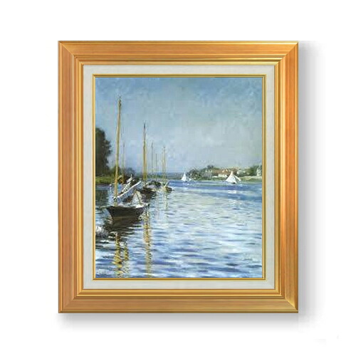 【油絵 直筆仕上げ】カイユボット アルジャントゥイユセーヌ川のボート F8 【アップグレード額】 絵画 販売 8号 油彩 風景画 592&times;518mm 複製画 送料無料 プレゼント ギフト 開店祝い 開業祝い 退職祝い 新築祝い リビング 玄関 モダン アートフレーム 壁掛け｜絵画販売アートレスト