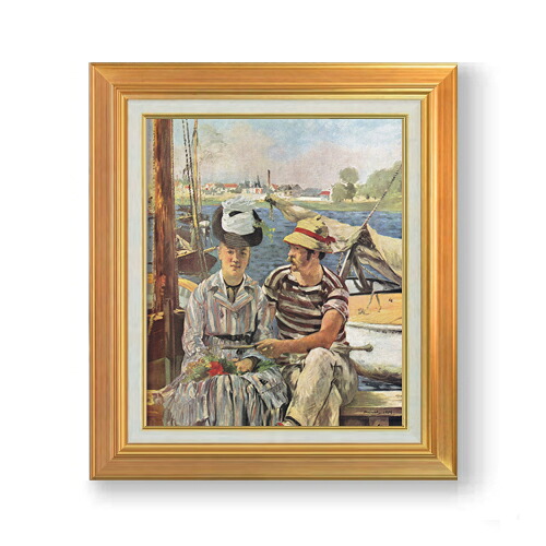 【油絵 直筆仕上げ】マネ アルジャントゥーユ F8 【アップグレード額】 絵画 販売 8号 油彩 風景画 592×518mm 複製画 送料無料 プレゼント ギフト 開店祝い 開業祝い 退職祝い 新築祝い リビング 玄関 モダン アートフレーム 壁掛け|絵画販売アートレスト
