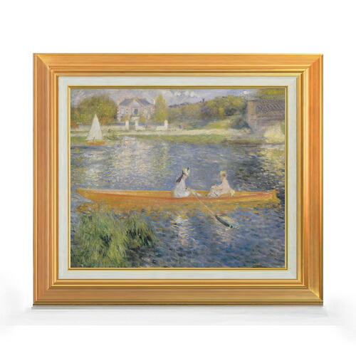【油絵 直筆仕上げ】ルノワール 小舟 F8 【アップグレード額】 絵画 販売 8号 油彩 風景画 592&times;518mm 複製画 送料無料 プレゼント ギフト 開店祝い 開業祝い 退職祝い 新築祝い リビング 玄関 モダン アートフレーム 壁掛け｜絵画販売アートレスト 27,170円