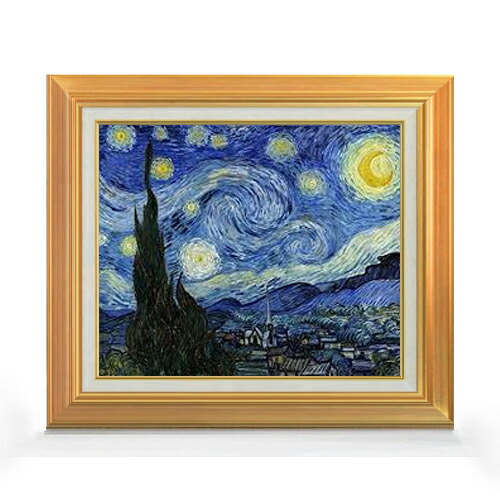 楽天市場】【油絵 直筆仕上げ】ゴッホ 星月夜 F3 【額入り】 絵画 販売
