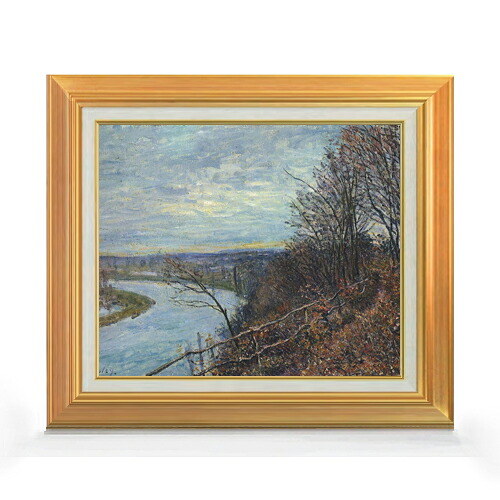 【油絵 直筆仕上げ】シスレー 11月の午後 F8 【アップグレード額】 絵画 販売 8号 油彩 風景画 592×518mm 複製画 送料無料 プレゼント ギフト 開店祝い 開業祝い 退職祝い 新築祝い リビング 玄関 モダン アートフレーム 壁掛け|絵画販売アートレスト