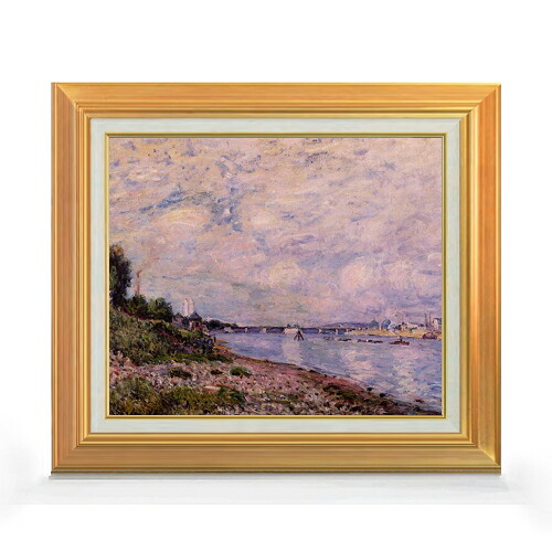 【油絵 直筆仕上げ】シスレー ブージヴァルの風景 F8 【アップグレード額】 絵画 販売 8号 油彩 風景画 592×518mm 複製画 送料無料 プレゼント ギフト 開店祝い 開業祝い 退職祝い 新築祝い リビング 玄関 モダン アートフレーム 壁掛け|絵画販売アートレスト