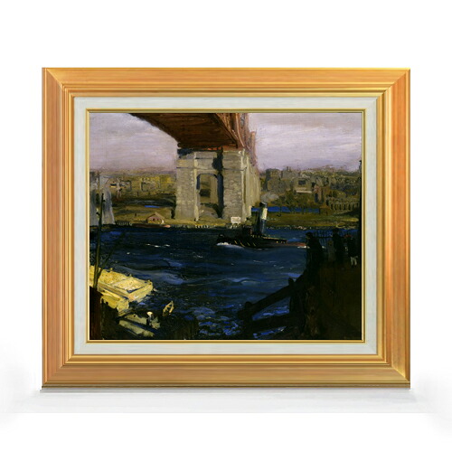 【油絵 直筆仕上げ】ジョージ・ベローズ Bridge, Blackwell’s Island F8 【アップグレード額】 絵画 販売 8号 油彩 風景画 592×518mm 複製画 送料無料 プレゼント ギフト 開店祝い 開業祝い 退職祝い 新築祝い リビング 玄関 モダン 近代アート 壁掛け|絵画販売アートレスト