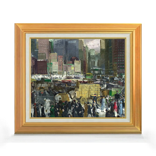 【油絵 直筆仕上げ】ジョージ・ベローズ New York F8 【アップグレード額】 絵画 販売 8号 油彩 風景画 592×518mm 複製画 送料無料 プレゼント ギフト 開店祝い 開業祝い 退職祝い 新築祝い リビング 玄関 モダン 近代アート 壁掛け|絵画販売アートレスト
