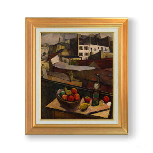 【油絵 直筆仕上げ】ディエゴ・リベラ Knife and Fruit in Front of the Window F8 【アップグレード額】 絵画 販売 8号 油彩 風景画 592×518mm 複製画 送料無料 プレゼント ギフト 開店祝い 開業祝い 退職祝い 新築祝い リビング 玄関 モダン 近代アート 壁掛け|絵画販売アートレスト