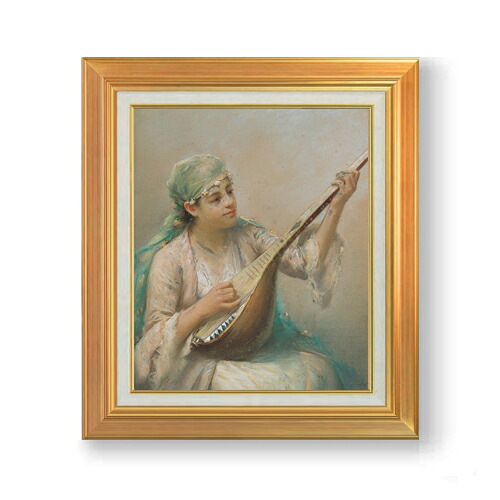 【油絵 直筆仕上げ】ファウストゾナロ Woman Playing a String Instrument F8 【アップグレード額】 絵画 販売 8号 油彩 人物画 592×518mm 複製画 送料無料 プレゼント ギフト 開店祝い 開業祝い 退職祝い 新築祝い リビング 玄関 モダン 近代アート 壁掛け|絵画販売アートレスト