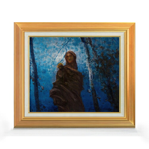 【油絵 直筆仕上げ】ヴァンキエ 月夜 F8 【アップグレード額】 絵画 販売 8号 油彩 抽象画 592&times;518mm 複製画 送料無料 プレゼント ギフト 開店祝い 開業祝い 退職祝い 新築祝い リビング 玄関 モダン 近代アート 壁掛け｜絵画販売アートレスト