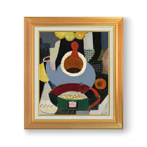 【油絵 直筆仕上げ】サラガ Nature morte a la theiere F8 【アップグレード額】 絵画 販売 8号 油彩 抽象画 592&times;518mm 複製画 送料無料 プレゼント ギフト 開店祝い 開業祝い 退職祝い 新築祝い リビング 玄関 モダン 近代アート 壁掛け｜絵画販売アートレスト