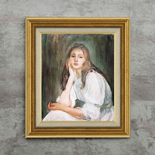 【油絵 直筆仕上げ】ベルト・モリゾ 夢見るジュリー F8 【アップグレード額】 絵画 販売 8号 油彩 風景画 596×522mm 複製画 送料無料 プレゼント ギフト 開店祝い 開業祝い 退職祝い 新築祝い リビング 玄関 モダン アートフレーム 壁掛け|絵画販売アートレスト