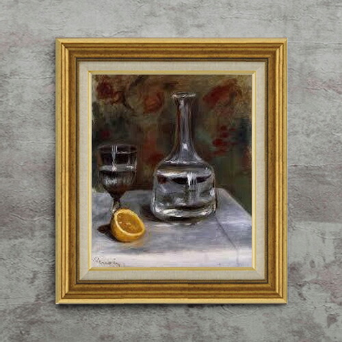 【油絵 直筆仕上げ】ルノワール Still Life with Carafe F8 【アップグレード額】 絵画 販売 8号 油彩 風景画 596×522mm 複製画 送料無料 プレゼント ギフト 開店祝い 開業祝い 退職祝い 新築祝い リビング 玄関 モダン アートフレーム 壁掛け|絵画販売アートレスト
